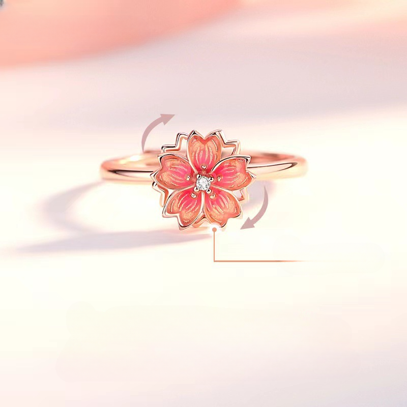 Wholesale Copper Peach Blossom Rotating Ring